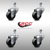 Service Caster 3.5 Inch SS Soft Rubber Wheel Swivel 3/8 Inch Threaded Stem Caster Set SCC SCC-SSTS20S3514-SRS-381615-4